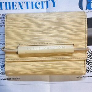 Louis Vuitton Epi Porte Monnaie Elastique Bifold Wallet Beige LARGE EUC w/COA